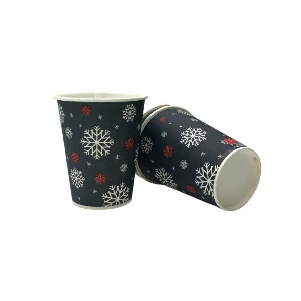 Pahare carton 160ml - 6oz, design black & snow, D70, 50buc Produse 6,75 lei