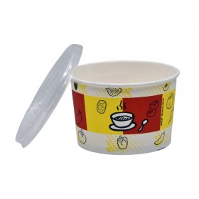 Bol supa, carton color, cu capac, 473ml|16oz (25buc) Produse 7,99 lei