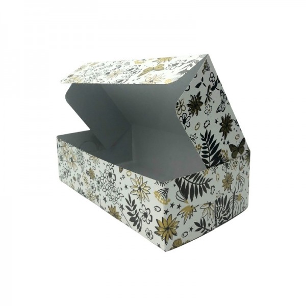 Cutie carton prajituri, design floral, 500gr, 21*12*H6 cm (25buc) Produse 20,06 lei