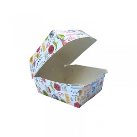 Cutie hamburger mare, carton color, 130x130x100mm (100buc) Produse 70,47 lei