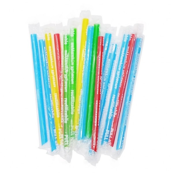 Paie Bubble Tea, colorate, drepte, amb. individual, reutilizabile, 250buc Produse 24,15 lei