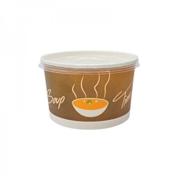 Bol supa + capac, carton personalizat ''Soup Time'', 480ml, 50buc Produse 16,99 lei