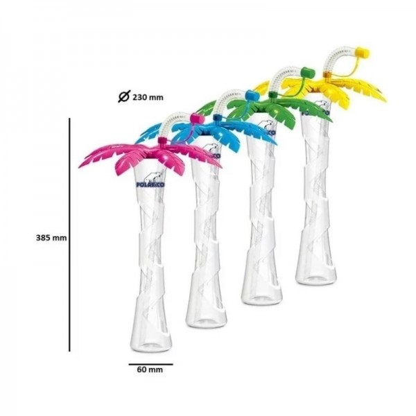 Pahare plastic, capac palmier, mix culori, 400ml, 54buc Produse 407,16 lei