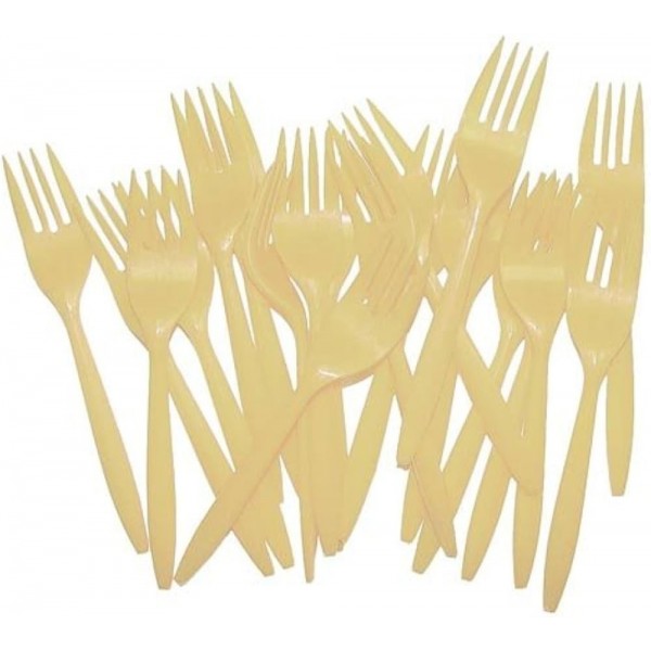 Set tacamuri reutilizabile, crem, furculita + servetel, 100buc Produse 14,99 lei