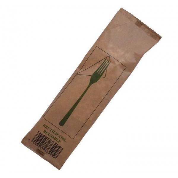 Set tacamuri reutilizabile, crem, in hartie, furculita + servetel, 100buc Produse 26,12 lei