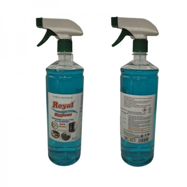 Royal Hygiene, 1L, solutie igienizanta, 70% alcool, profesional, multisuprafete Produse 16,99 lei