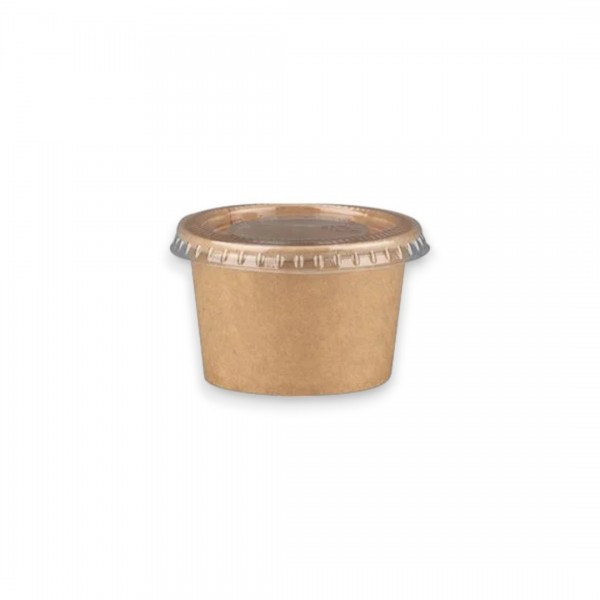 Sosiera carton kraft, cu capac transparent, 50ml|2oz, 100buc Produse 27,99 lei