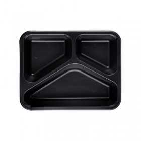 Caserole negre, termosudabile, 3 compartimente, H50mm, 50buc Caserole termosudabile 25,19 lei