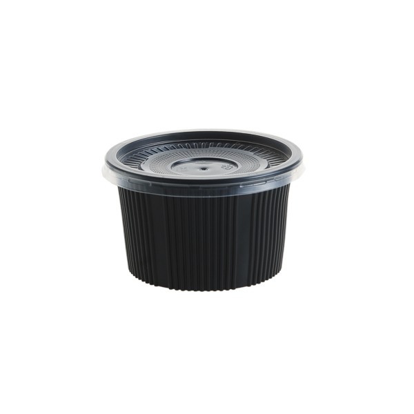Bol supa negru PP + capac transparent, 16oz|470ml, 25buc Produse 10,05 lei