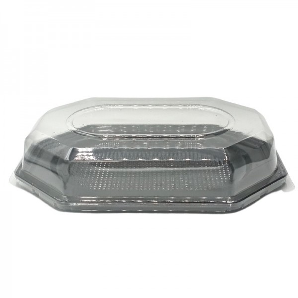 Platou negru, octagonal, cu capac transparent, 450*295*h80 mm, 10buc Produse 50,97 lei