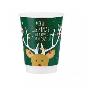 Pahare carton 350ml - 12oz Christmas, double wall D90, 25buc