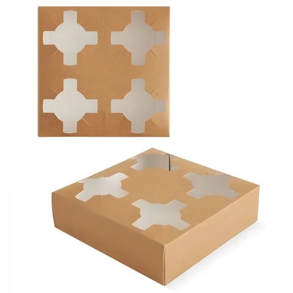 Suport 4 pahare, cutie carton kraft, 50 buc Produse 32,64 lei
