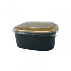 Bol patrat salata, carton kraft|negru, 1200cc, cu capac, 50buc Produse 71,37 lei