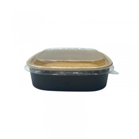 Bol patrat salata, carton kraft|negru, 750cc, cu capac, 50buc Produse 66,12 lei