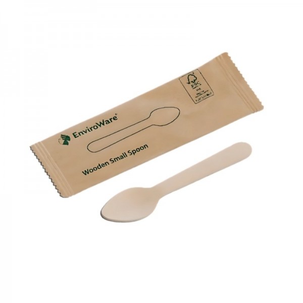 Lingurițe de lemn 110 mm, ambalate individual în hârtie kraft, 1000buc Produse 109,40 lei