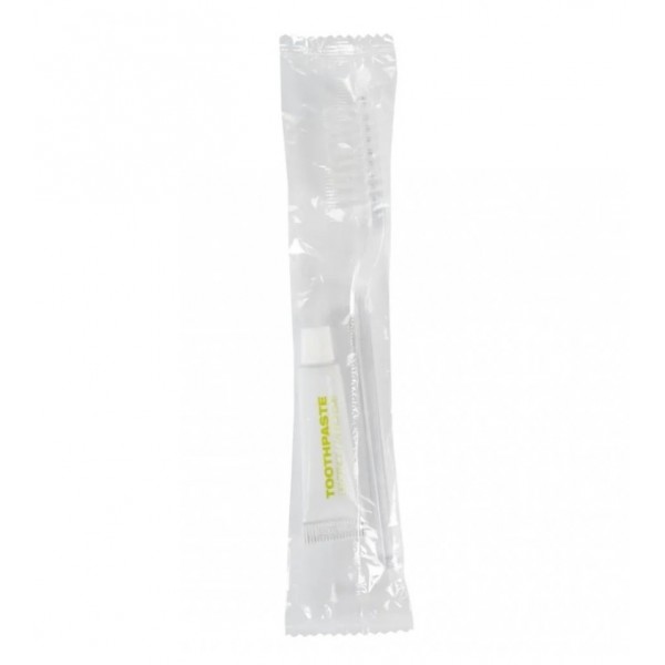 Set dentar hotelier, periuta scurta, pasta de dinti 5gr Produse 1,69 lei