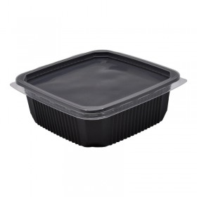 Caserola neagra PP, cu capac transparent, 300ml, patrata, 50 buc Produse 23,63 lei