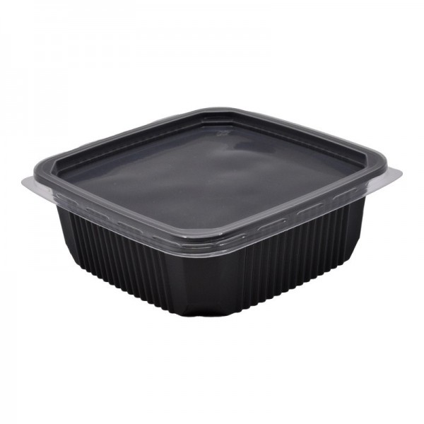 Caserola neagra PP, cu capac transparent, 300ml, patrata, 50 buc Produse 23,63 lei