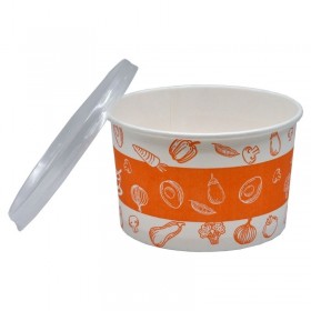 Bol supa carton + capac PP, design orange, 16oz|480ml, 25buc Produse 7,30 lei