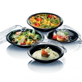 Bol negru PP, cu capac bombat, 225*h40 mm, 750cc (100buc) Caserole salata 119,27 lei