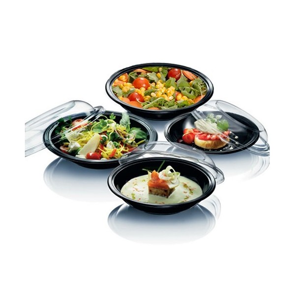 Bol negru PP, cu capac bombat, 225*h40 mm, 750cc (100buc) Caserole salata 119,27 lei