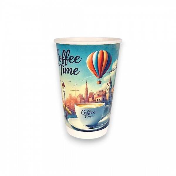 Pahare carton perete dublu, 330ml - 12oz, Coffee Time, D80, 20buc Produse 7,83 lei