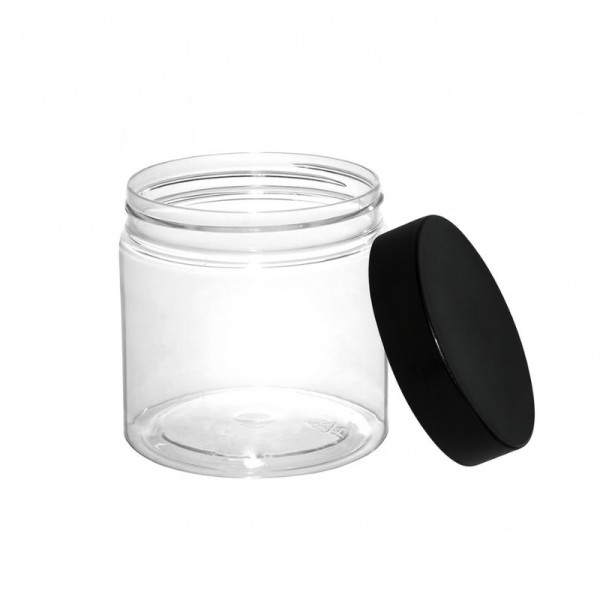 Flacoan borcan 200ml, F71mm, transparente, cu capac negru Produse 3,32 lei