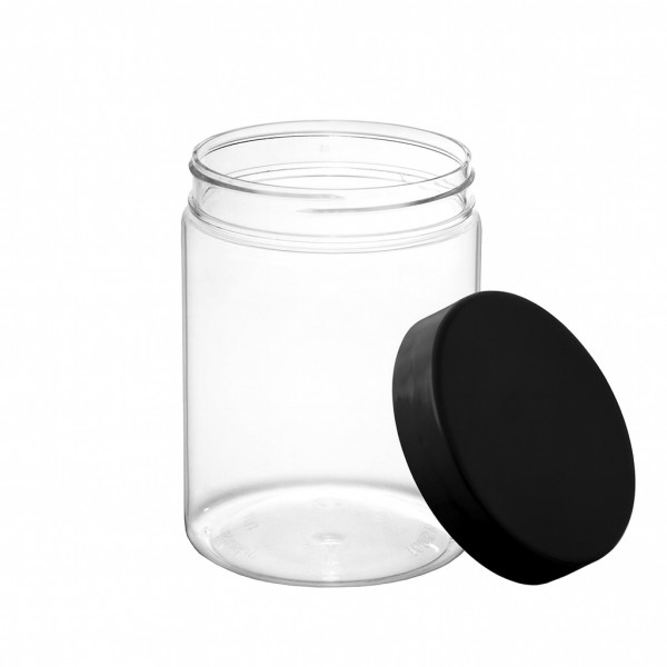 Flacoan borcan 1L cu capac negru, F100mm, transparent Flacoane tip borcan 4,50 lei