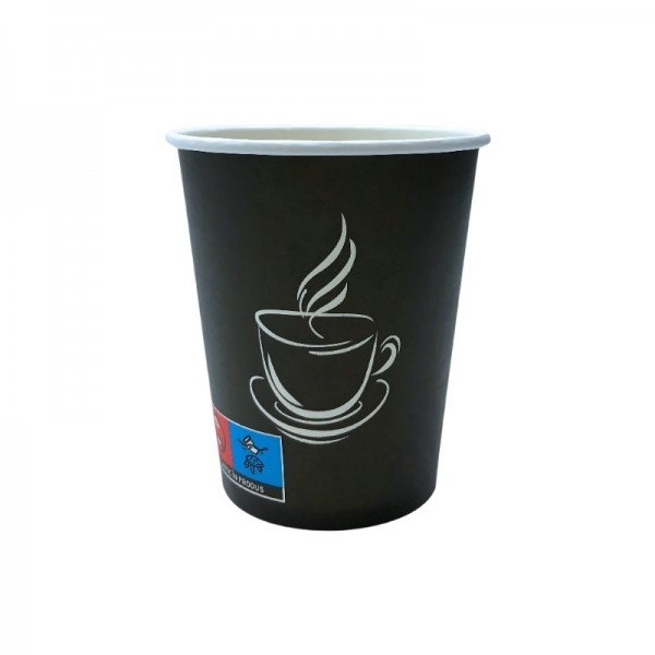 Pahare carton 200ml - 7oz negru, design coffee, D70, 50buc Produse 5,99 lei