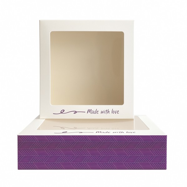 Cutii prajituri, Made with love cu fereastra, 28x20x6cm, 25buc Produse 33,19 lei