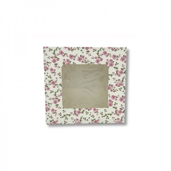 Cutii mini prajituri, cu fereastra, design flori, 28x28x5 cm, 25buc, outlet Lichidari de stoc 152,25 lei