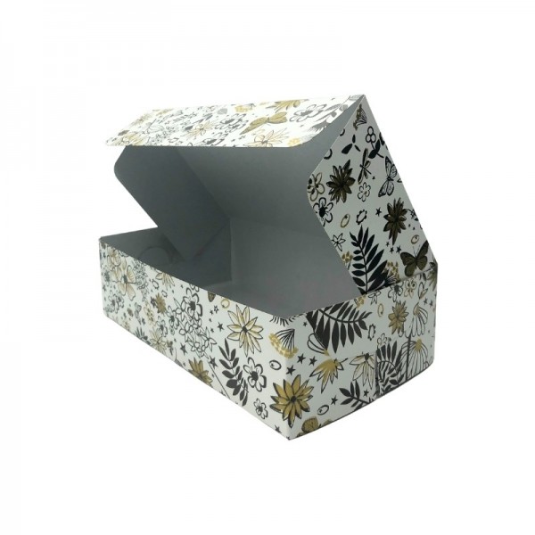 Cutie carton prajituri, design floral, 500gr, 21*12*H6 cm, 25buc, outlet Lichidari de stoc 21,64 lei