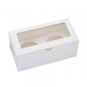 Cutii carton alb cu fereastra, 2 briose, 18*9.5 cm, 25buc, outlet Lichidari de stoc 117,29 lei