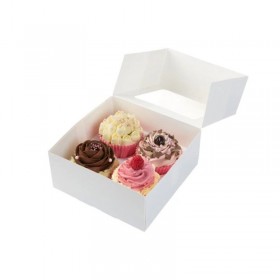 Cutii carton alb cu fereastra, 4 briose, 18*18 cm, 24buc, outlet Outlet 129,88 lei