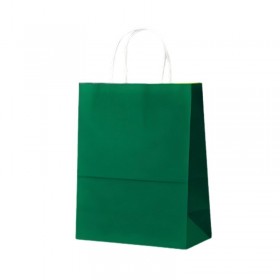 Punga hartie alba, design verde inchis, maner snur, 20x9xh25cm, 100buc Produse 118,44 lei