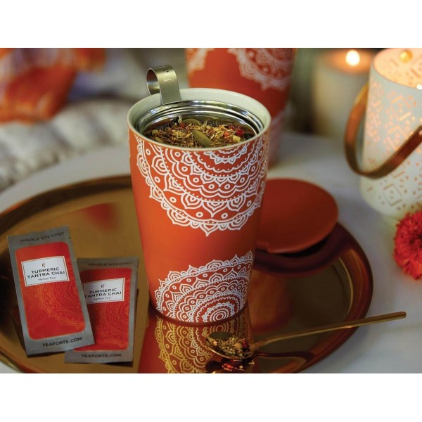 Cana ceai din ceramica cu pereti dubli si infuzopr din inox Kati Chakra - Tea Forte Produse 112,00 lei