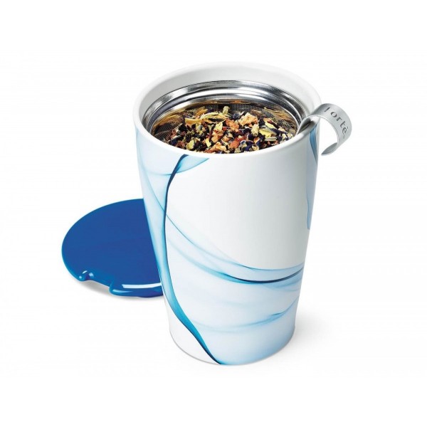 Cana ceai din ceramica cu pereti dubli si infuzor din inox Kati Blue - Tea Forte Produse 112,00 lei