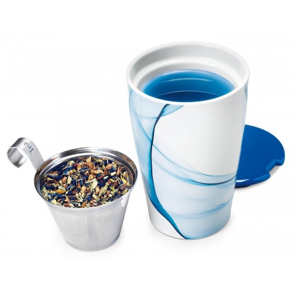 Cana ceai din ceramica cu pereti dubli si infuzor din inox Kati Blue - Tea Forte Produse 112,00 lei