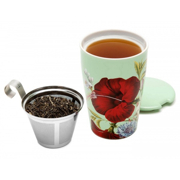Cana ceai din ceramica cu pereti dubli si infuzor din inox Kati Fleur - Tea Forte Produse 112,00 lei