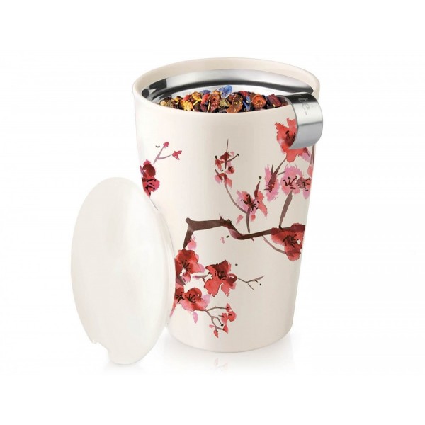 Cana pentru ceai din ceramica cu infuzor din inox Kati Cherry Blossoms - Tea Forte Produse 112,00 lei