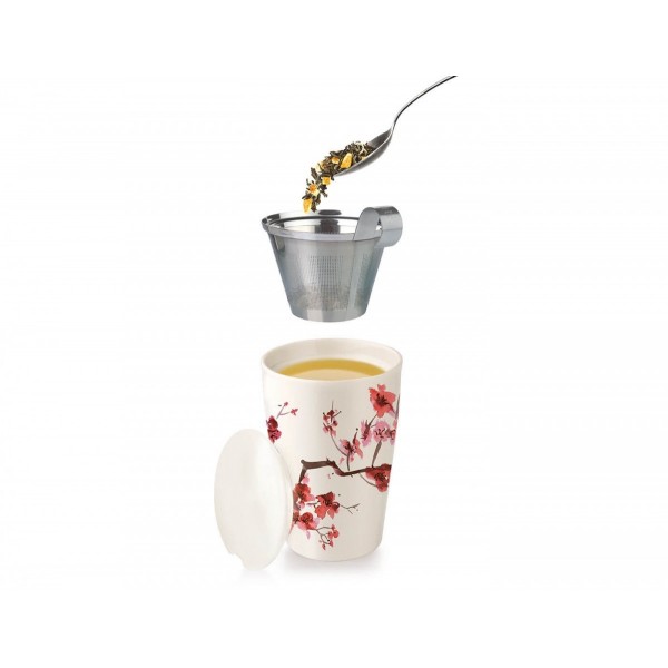 Cana pentru ceai din ceramica cu infuzor din inox Kati Cherry Blossoms - Tea Forte Produse 112,00 lei