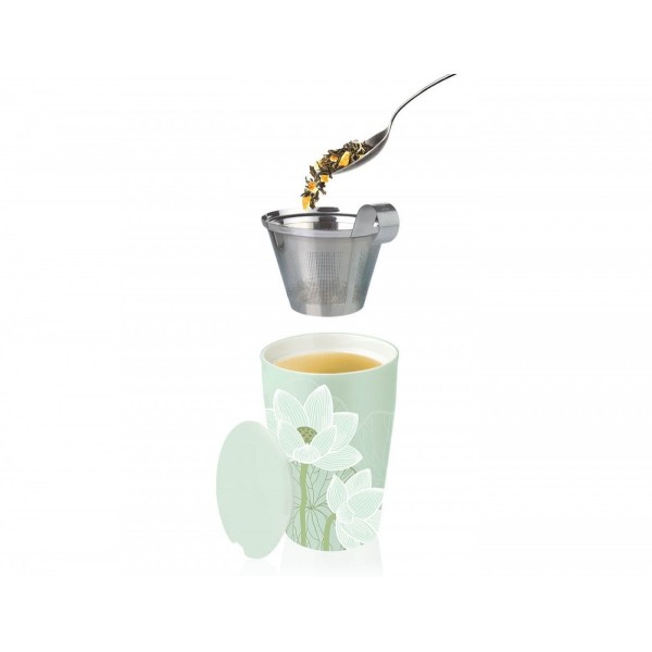 Cana pentru ceai din ceramica cu pereti dubli si infuzor din inox Kati Lotus - Tea Forte Produse 112,00 lei
