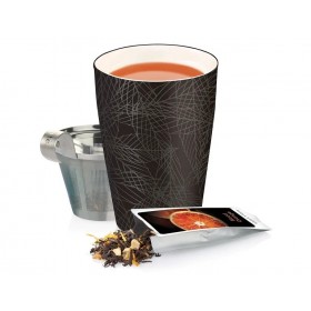 Cana pentru ceai din ceramica cu pereti dubli si infuzor din inox Kati Noir - Tea Forte Produse 112,00 lei