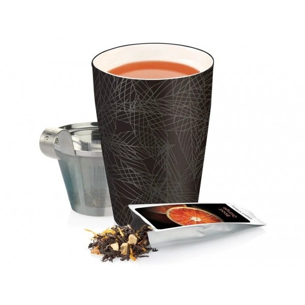 Cana pentru ceai din ceramica cu pereti dubli si infuzor din inox Kati Noir - Tea Forte Produse 112,00 lei