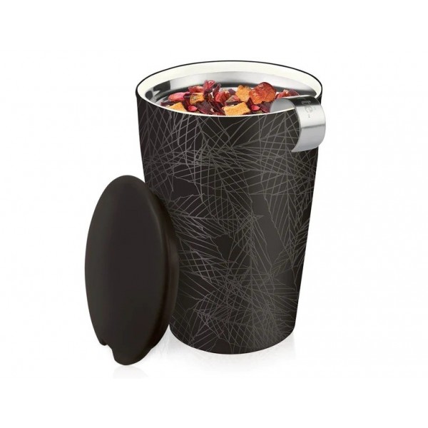 Cana pentru ceai din ceramica cu pereti dubli si infuzor din inox Kati Noir - Tea Forte Produse 112,00 lei