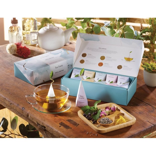 Ceai organic Petite Ribbon Box Wellbeing ECO - Tea Forte - Cutie cu 10 piramide de ceai oranic Produse 115,00 lei