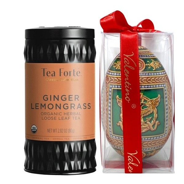 Coș Cadou: ceai și ciocolată belgiană Valentino Ginger - Tea Forte Produse 148,00 lei