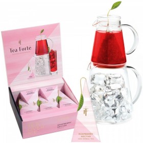 Set cadou cu ceainic pentru ceai rece si 5 piramide ceai rece Iced Tea Raspberry Nectar Gift - Tea Forte Produse 188,00 lei