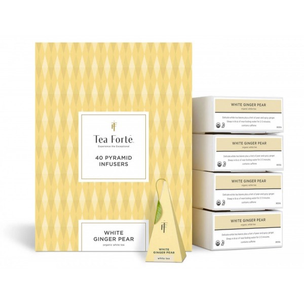 Ceai alb ECO cu ghimbir și pere, White Ginger Pear – cutie cu 40 de piramide de ceai Produse 220,00 lei