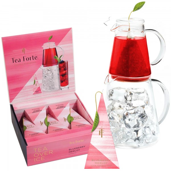 Set cadou cu ceainic pentru ceai rece si 5 piramide ceai rece Blueberry Merlot Gift - Tea Forte Produse 235,00 lei